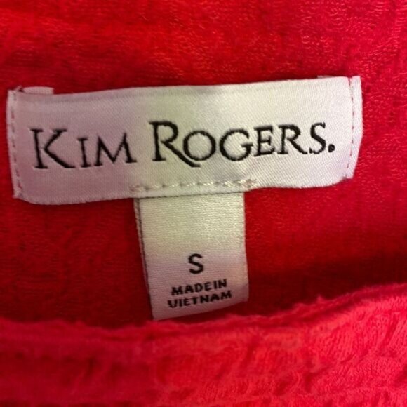 Kim Rogers Women's Small Textured Square Neckline Deep Pink Puckered Fabric Top - Picture 4 of 11